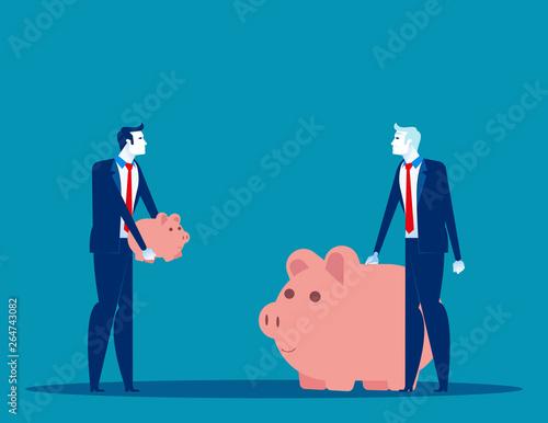 People growing piggy bank with timeline, Concept business vector illustration, Retirement, Planning, Savings.