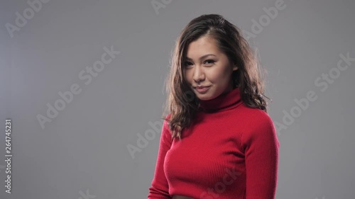 Asian girl sends a kiss