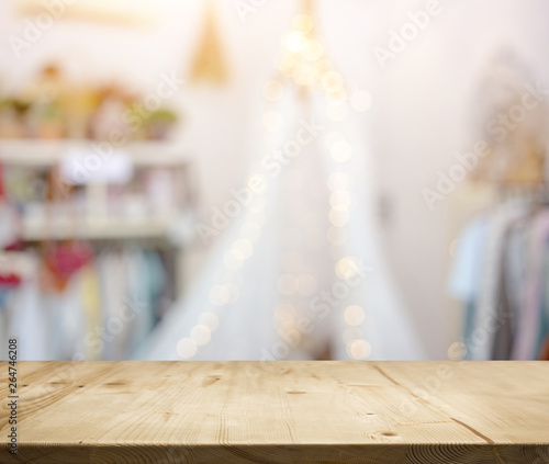wood table top white hobby bokeh background.