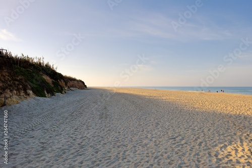 landscape of beautiful sandy great Beach near Chipiona town  Cadiz  Andalusia  Spain