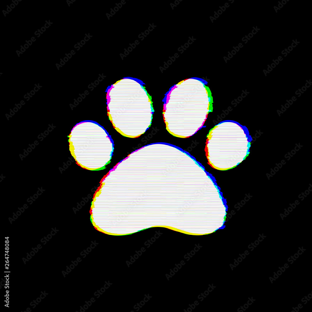 Symbol paw has defects. Glitch and stripes Symbol paw has defects. Glitch and stripes