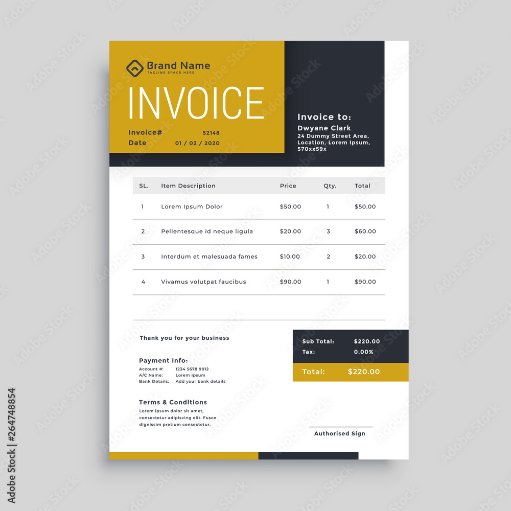 modern business invoice template design