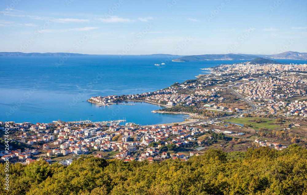 Fototapeta premium Panorama view of Stobreč and Split in Croatia