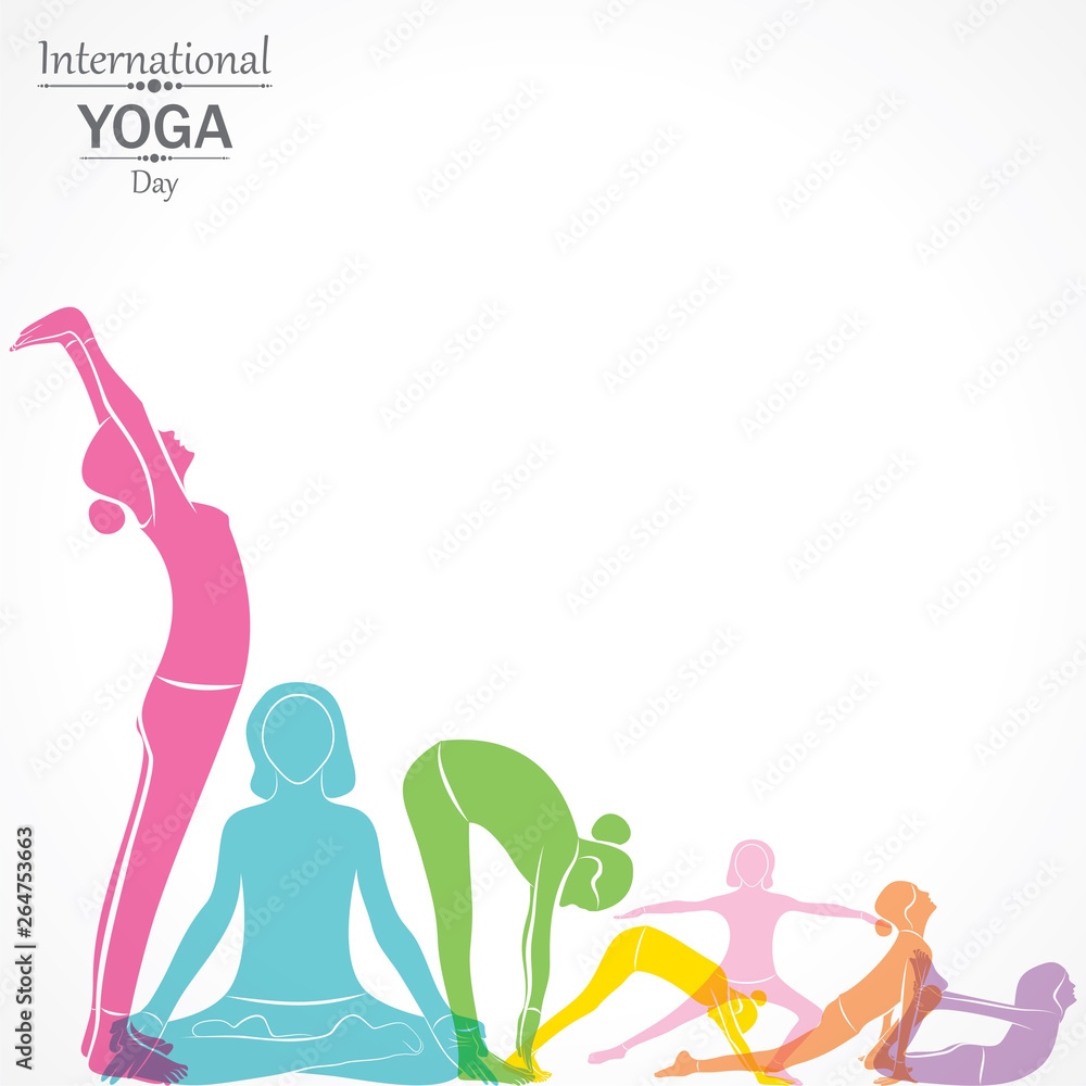 illustration of woman doing YOGASAN for International Yoga Day illustration of woman doing YOGASAN for International Yoga Day