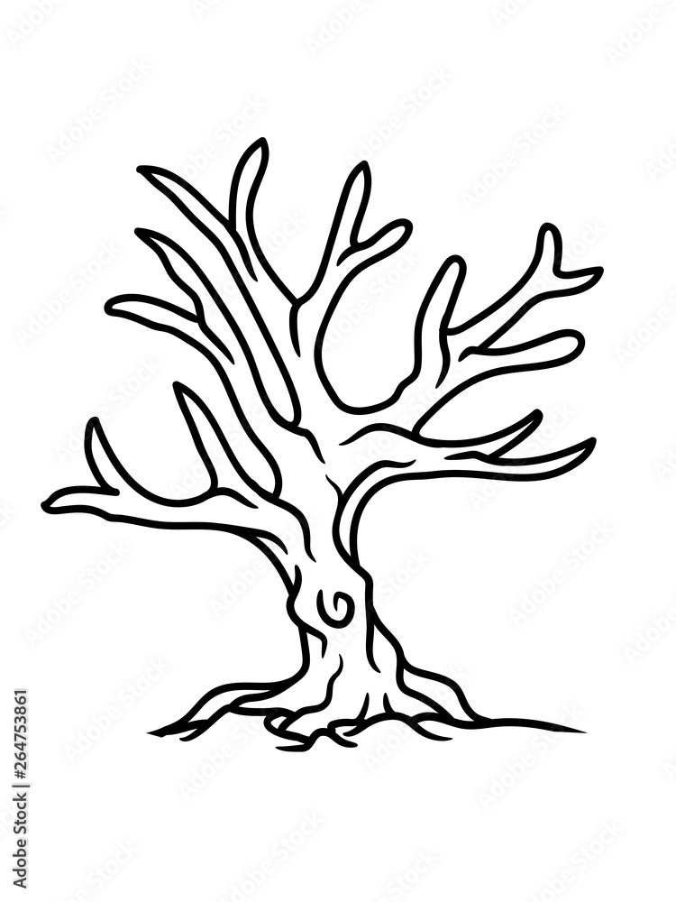 Obraz premium cool herbst baum winter bonsai bäumchen ohne blätter kahl äste kleiner winzig süß niedlich garten gärtner blume pflanze dekoration liebe clipart comic cartoon design