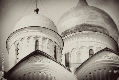 Moscow Kremlin architecture. Vintage style sepia photo.