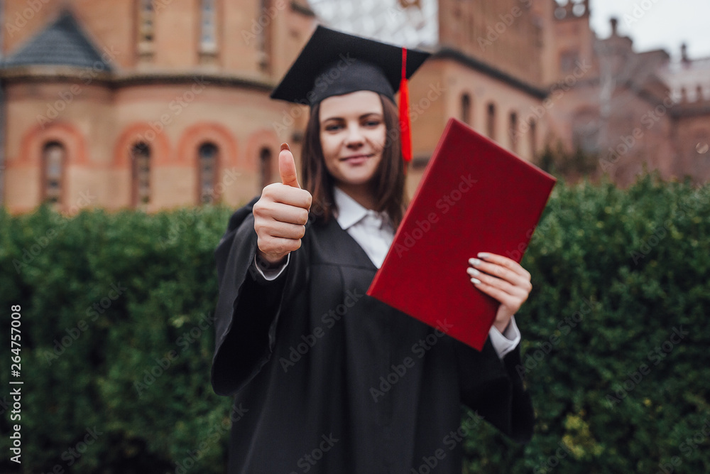 Education and people.Okay sign! Focus at woman with diploma! Education and people.Okay sign! Focus at woman with diploma!