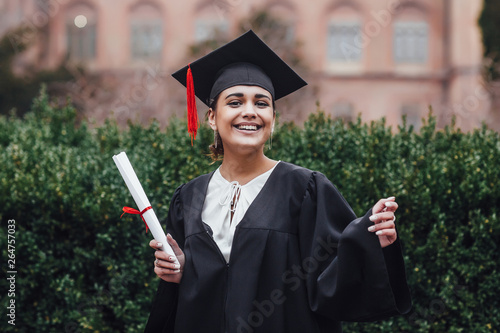 Congratulations! Graduate education success ,concept education ! Enjoying! Woman with diploma!