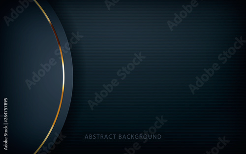 Dark abstract background with black overlap layers. Realistic texture with golden glitters dots element decoration.