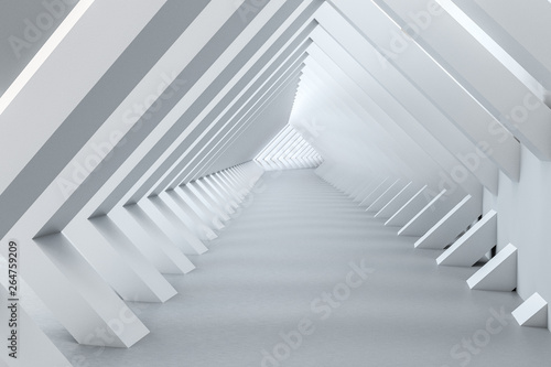 3d rendering  white interior building structure