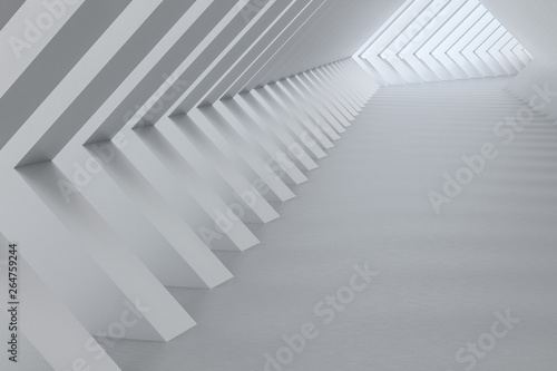 3d rendering, white interior building structure