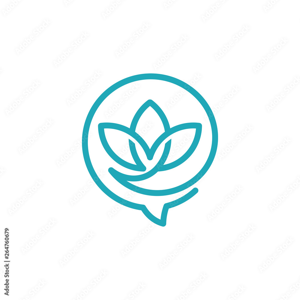 Natural Chat with flower logo template - Vector