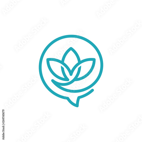Natural Chat with flower logo template - Vector