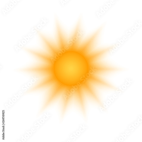 Solar radial pattern Orange abstract banner Sun shape design element with transparent round rays in modern style Decorative isolated solar symbol for creative design of summer spring theme Vector sun