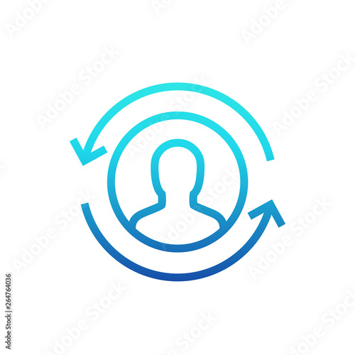 Returning customer icon, line pictogram