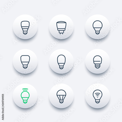 led lights line icons set