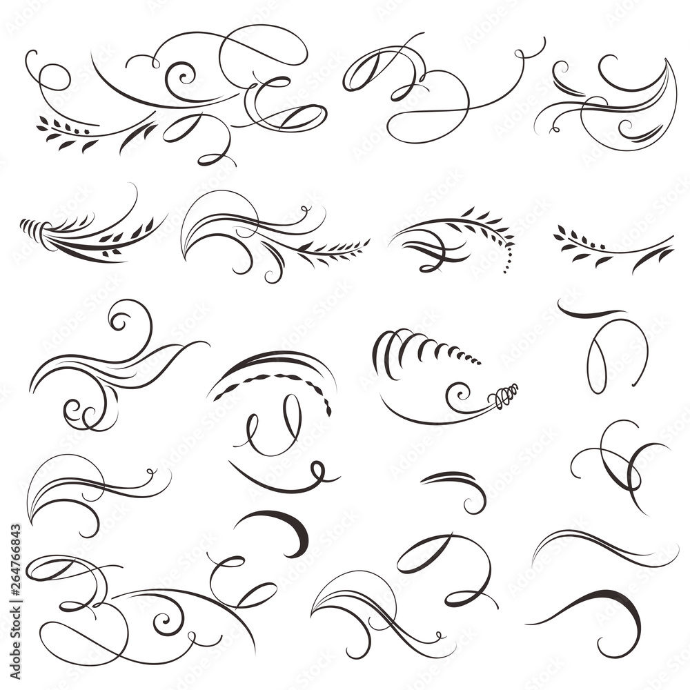 Fototapeta premium Collection of vector vintage calligraphic flourishes for design