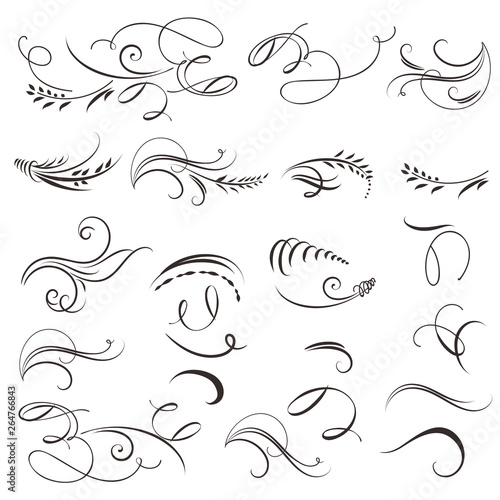 Collection of vector vintage calligraphic flourishes for design