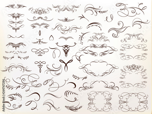 Huge collection of vector calligraphic flourishes for design