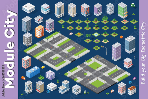 A set of isometric houses