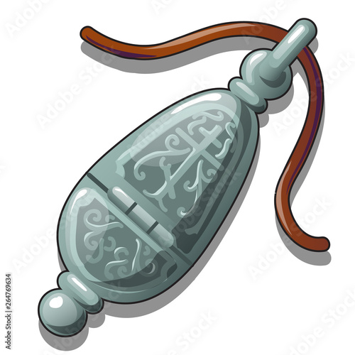 Silver vintage locket isolated on white background. Pendant with secret content or poison. Vector cartoon close-up illustration.