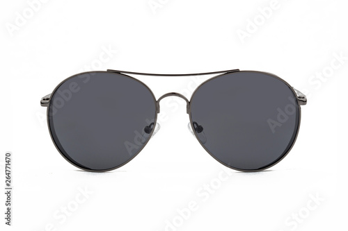 Gray Aviator Sunglasses, front view isolated on white background