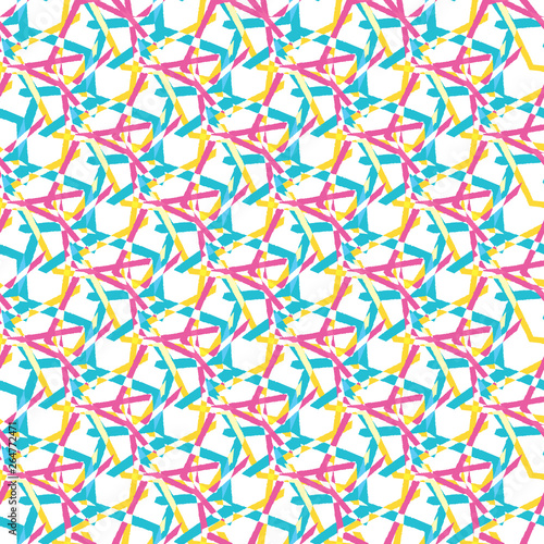 Geometric retro harlequin net seamless pattern. All over print vector background. Summer 1950s textured fashion style. Trendy illusion art wallpaper, vintage home decor. Drawn fun textile fabric