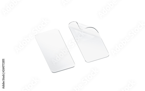 Φωτογραφία Blank curved transparent protection film and glass for phone screen isolated, 3d rendering