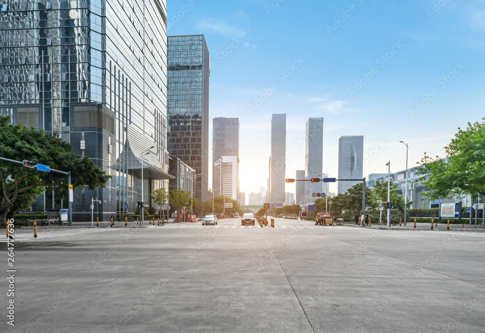 empty highway with cityscape and skyline of shenzhen,China. empty highway with cityscape and skyline of shenzhen,China.
