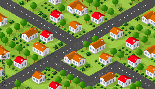 Isometrics village seamless