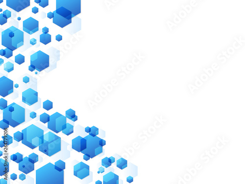 六角形の背景　青