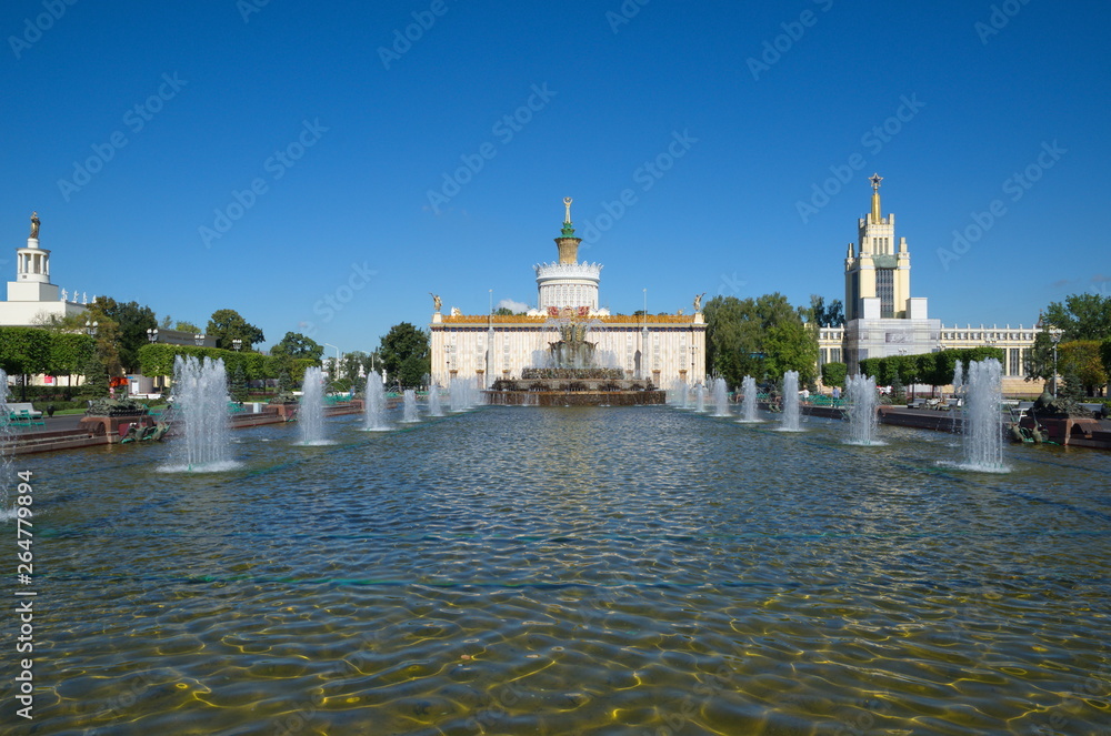 Moscow, Russia - August 14, 2018: Fountain Moscow, Russia - August 14, 2018: Fountain