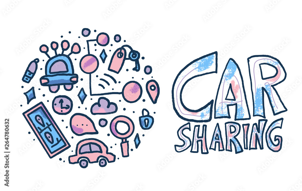 Car sharing concept. Vector flat illustration. Car sharing concept. Vector flat illustration.