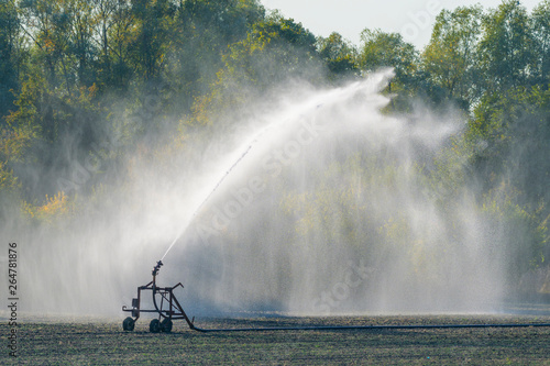 Irrigation system on field, Germany, Europe