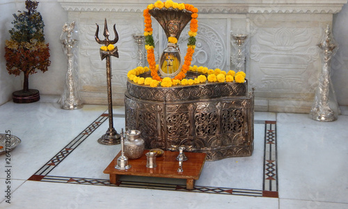 View of Indian Hindu God Shiva ling in a temple