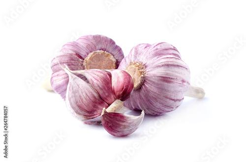 Garlic in closeup on white background