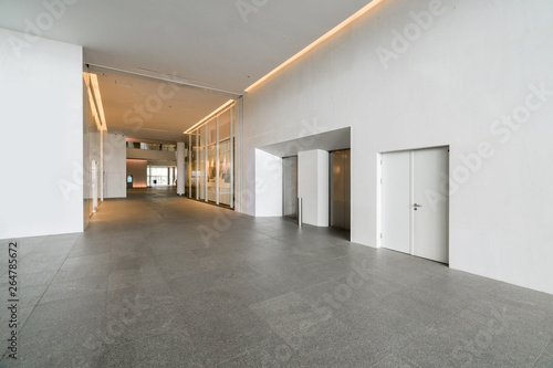 Entrance hall and empty floor tile, interior space