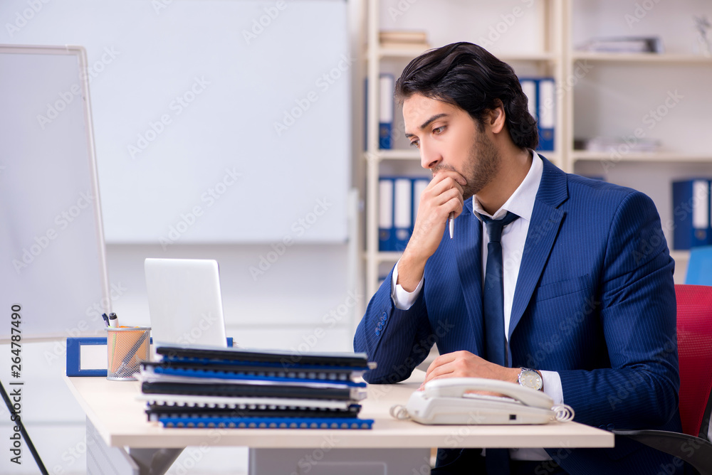 Young handsome businessman working in the office Young handsome businessman working in the office