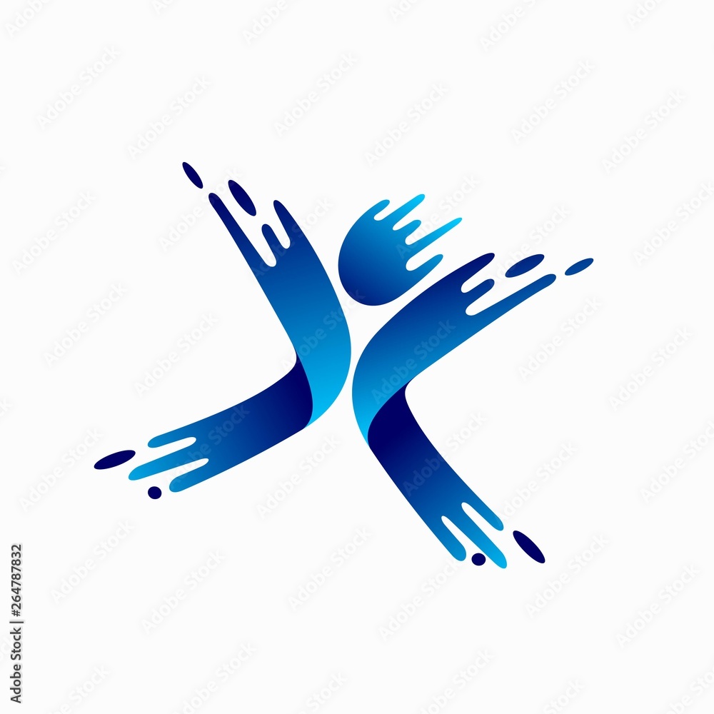 Splashes of water form humans logo Splashes of water form humans logo