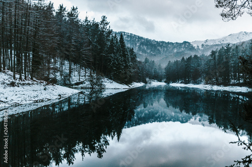 Winter lake in the Basque Country