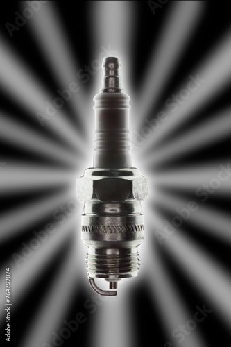 single spark plug with strong backlight glow and star effect