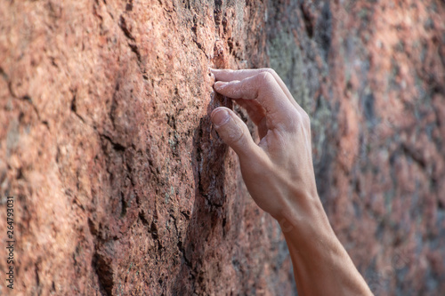Bilde på lerret Climbing outdoors close up hand