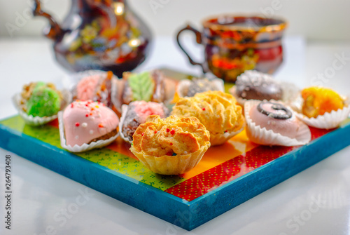 Mimouna Cookies. Arabic Sweets. Middle Eastern Desserts. Festive Moroccan And Henna Cookies. photo