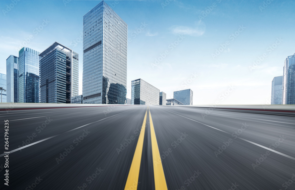 empty highway with cityscape and skyline of shenzhen,China.