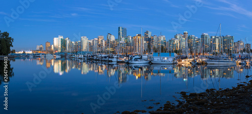 Vancouver BC Marina at Blue Hour Panorama photo