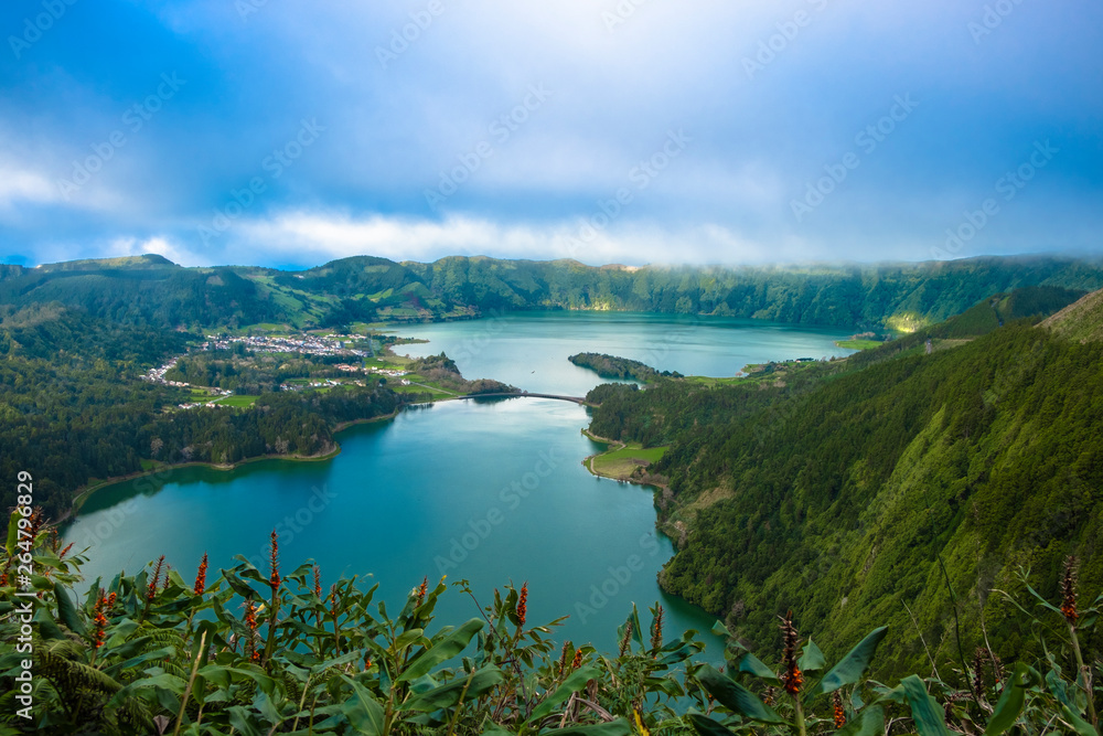 Scenic view to Seven Cities Lagoon (Lagoa das Sete Cidades), São Miguel Island in the Azores