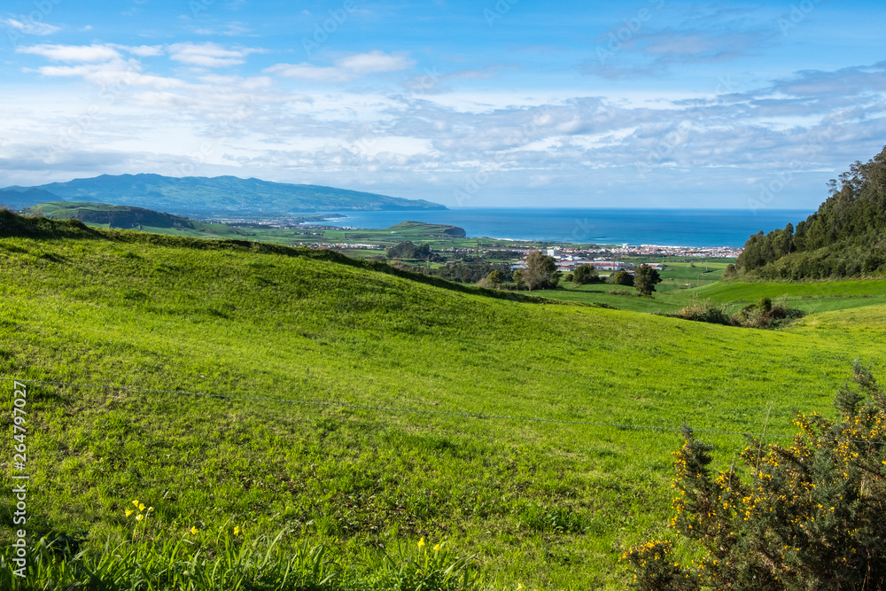 Landscape view of the nature on the Sao Miguel island, in Azores, Portugal