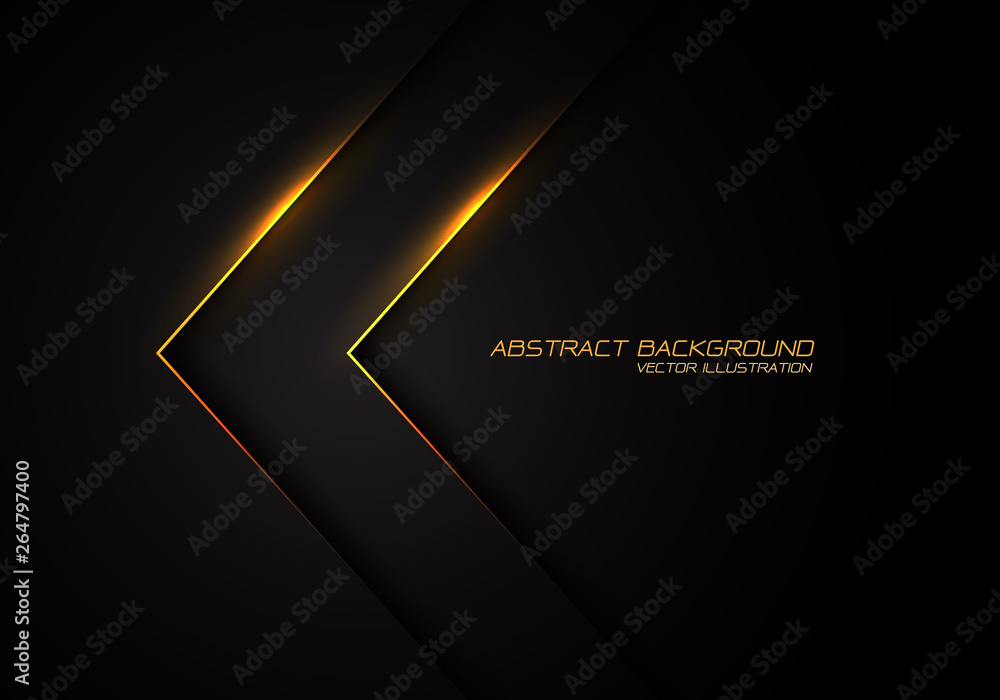 Abstract gold line light arrow direction on black design modern luxury futuristic background vector illustration.