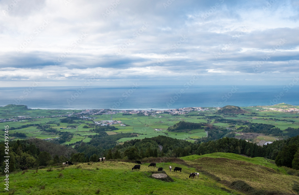 Landscape view to the Atlantic Ocean, Ribeira Grande, Sao Miguel Island, Azores, Portugal Landscape view to the Atlantic Ocean, Ribeira Grande, Sao Miguel Island, Azores, Portugal