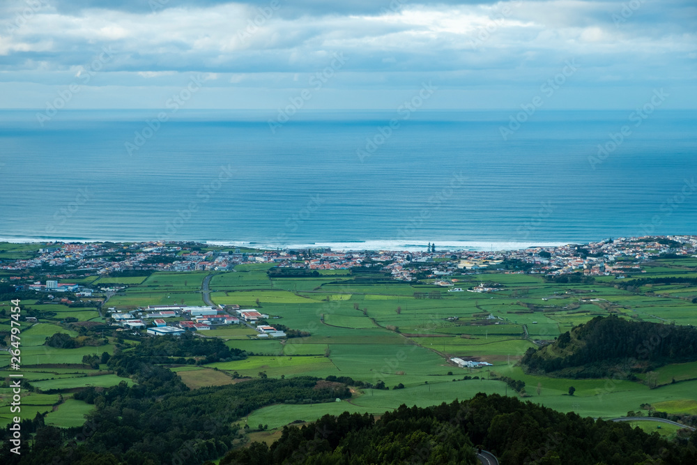 Landscape view to the Atlantic Ocean, Ribeira Grande, Sao Miguel Island, Azores, Portugal